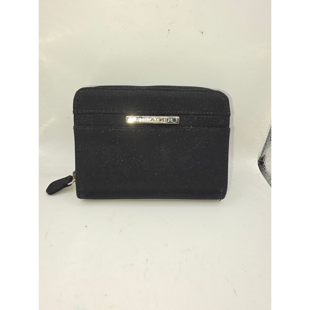 Villager Black Microfiber Bifold Zip Around Wallet Keychain ID Window Card Case